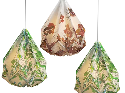 Unique Origami Pendant Lights with Leaf Patterns for Indoor Decorative Lighting 3d model