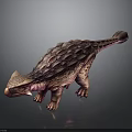 Realistic 3D Armored Dinosaur Model With Scaly Skin Horned Head And Dark Background
