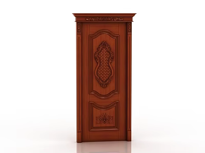 European-style solid wood door 3d model