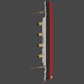 Vintage Cruise Ship Model With Four Funnels And Black White Red Hull