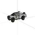 White Off Road Pickup Truck With Large Tires And Roof Equipment