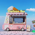 Pink Commercial Gelato Ice Truck With Top Ice Cream Decoration Big Eyes Design Side Windmill