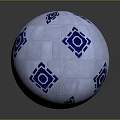 White Sphere Decorative Device With Blue Geometric Patterns On Surface 3d model