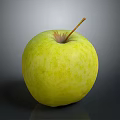 Ripe Juicy Fresh Green Apple With Stem On Dark Background