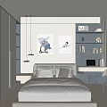 Kids Room Interior Design With Bed Bookshelf Desk Decorative Art And Wardrobe