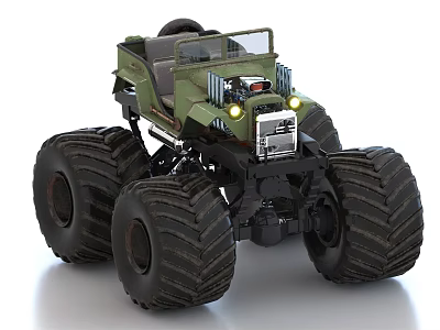 Green Agricultural Equipment Vehicle With Oversized Tires And Off Road Design For Farm Operations 3d model