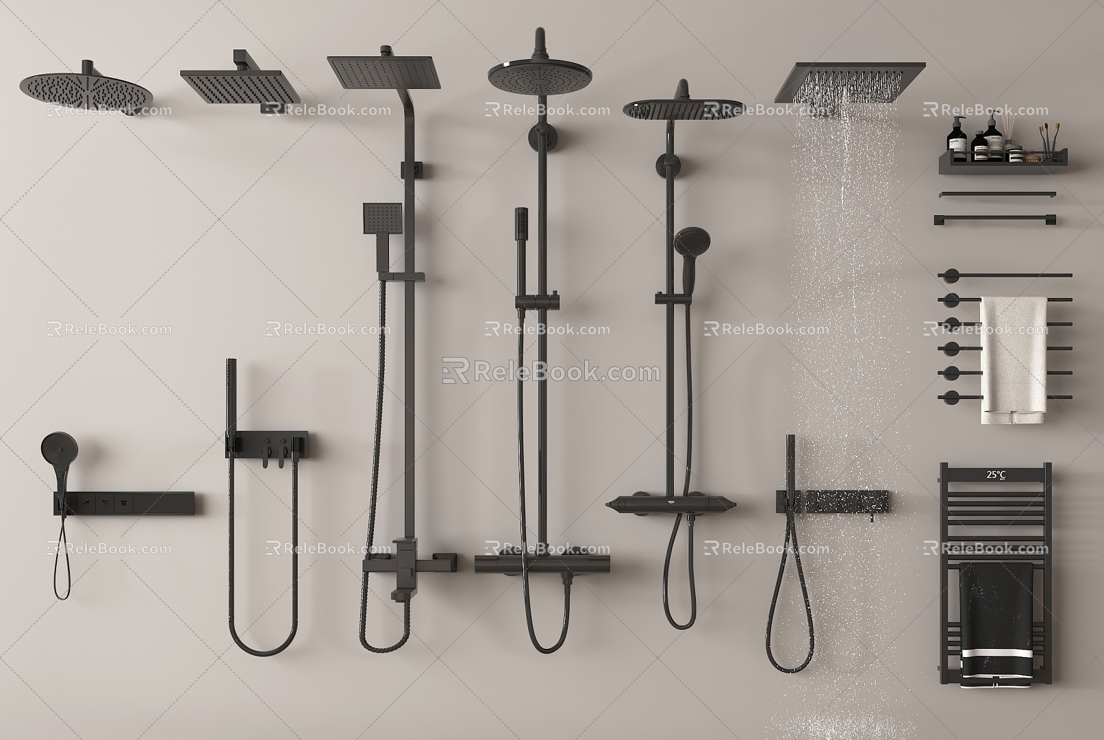 Shower Top Shower Towel Rack Bathroom Hardware Shower 3d model