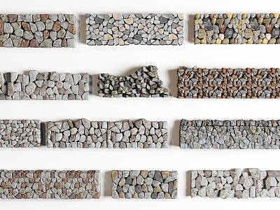 stone wall stone landscape wall rammed stone wall model