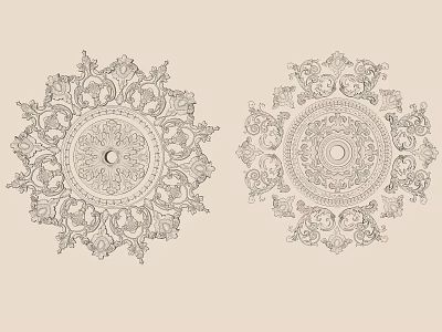 French lamp panel gypsum carved lamp panel 3d model