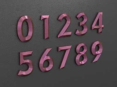 Stylish Pink 3D Numbers 0 to 9 on Dark Gray Background Design 3d model