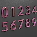 Stylish Pink 3D Numbers 0 to 9 on Dark Gray Background Design