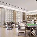 New Chinese Chess and Card Room Chess and Card Table and Chair Combination 3d model