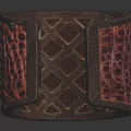 Luxury Red Crocodile Leather Cuff Bracelet With Brown Diamond Pattern Interior Jewelry Accessory