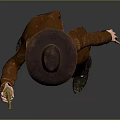 Cowboy Character Wearing Brown Coat And Cowboy Hat Holding Revolver With Black Pants And Boots