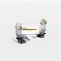White Parrot Decorative Figurines With Yellow Crests And Stone Bases