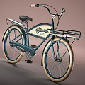 Vintage Style Teal Bicycle with Black Seat Rear Rack and Tan Tires Gloster