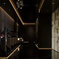 Modern Foot Massage Reception Area With Dark Walls Soft Lighting Marble Decor And Green Plants