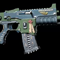 Tactical Military Firearm With Green Blue Design Emblem Magazine And Combat Parts