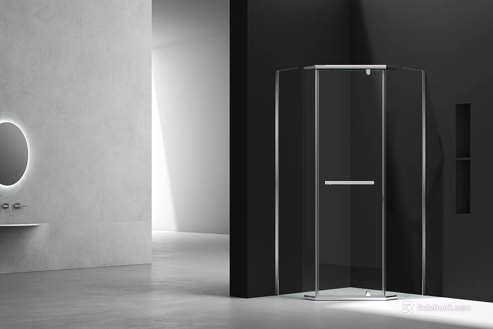 Modern Transparent Glass Shower Sauna Enclosure With Minimalist Bathroom Design 3d model 
