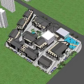 Commercial Street with Traditional and Modern Architecture Greenery Surrounding High Rise Buildings and Open Plaza
