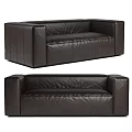 Modern Black Leather Sofa Set With Three Seater Sofa And Single Armchairs 3d model
