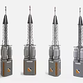 Four Space Rocket Models With Tower Structures Base Components And Orange Markings 3d model