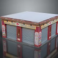 Small Commercial Building with White Roof Red Border Roller Shutters and Tobacco Post Office Signboards