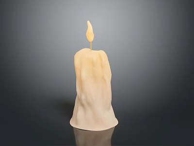 Elegant Ivory Textured Decorative Candle With Burning Wick For Home Decor 3d model