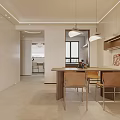 Modern Living and Dining Room Interior Design with Sofa Dining Table Chairs and Pendant Lights