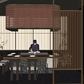 Japanese Restaurant Traditional Dining Area With Chef Preparing Food And Warm Ambient Lighting