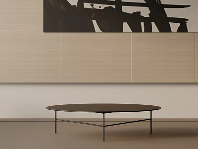 Modern Sofa And Coffee Table Set With Round Table Metal Legs And Wall Art 3d model