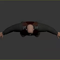 Bald Male Character 3D Model Wearing Sci Fi Leather Vest With Metal Details Standing Pose