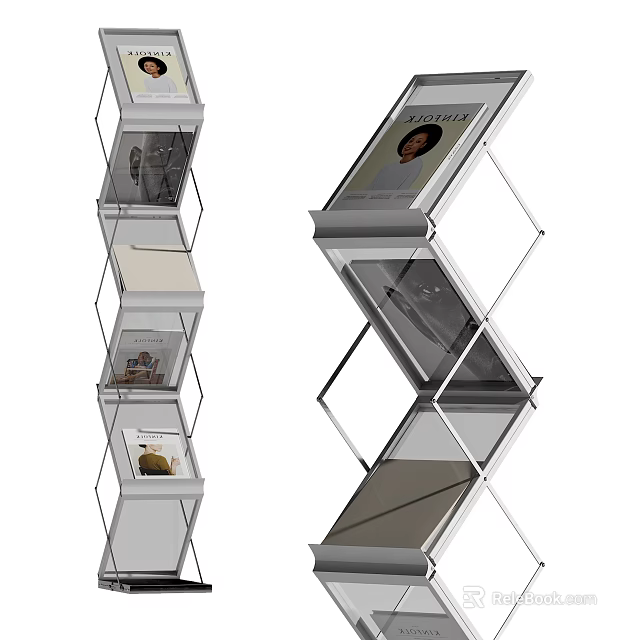 Modern Metal Frame Shelving Unit With Multiple Tiers And Transparent Display Panels 3d model