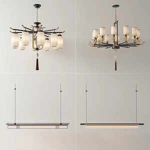 New Chinese Chandelier New Chinese Study Chandelier New Chinese Living Room Chandelier New Chinese Restaurant Chandelier New Chinese Chandelier Combination 3d model