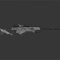 Futuristic Sniper Rifle With Telescopic Sight White Black Body And Red Accent