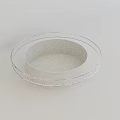 Modern Minimalist White Round Hollow Coffee Table With Textured Clear Glass Rim For Living Spaces