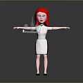 Elegant White Service Dress With Black Trim For Female Staff Attire