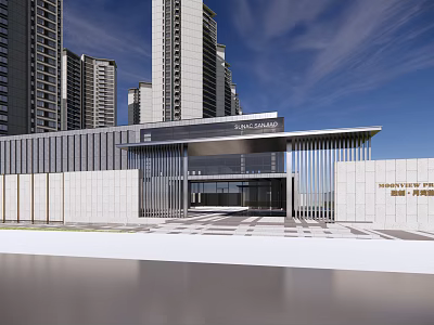 Modern High Rise Residential Building Exterior With Glass Entrance And Metal Facade Design 3d model