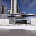 Modern High Rise Residential Building Exterior With Glass Entrance And Metal Facade Design