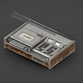 Vintage Audio Cassette Player with Wooden Panel Open Lid and Control Buttons