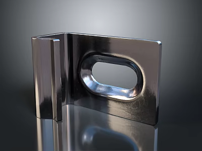 Industrial Grade Metal L Shaped Bracket With Oval Hole And Shiny Surface 3d model