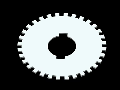 Simple White Gear Design With Teeth And Central Hole On Black Background 3d model