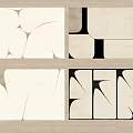 Modern Geometric Wall Decor With Beige Black Abstract Patterns And Light Shadow Effects