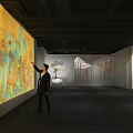 Contemporary Zhu Bingren Art Exhibition Hall With Visitors Taking Photos And Artworks