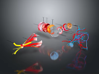 Organ And Hair Structure Detailed Scientific Visualization With Microscopic Anatomy Components 3d model