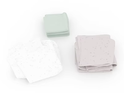 Folded Light Green White And Light Gray Towels With Small Dots On White Background 3d model