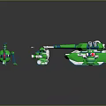 Multiple Green and White Mechanical Weapons Models with Various Designs and Shapes 3d model