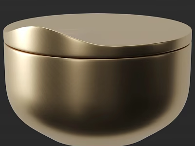 Modern Gold Metallic Tableware Set With Round Lidded Bowl And Sleek Minimalist Design 3d model