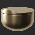 Modern Gold Metallic Tableware Set With Round Lidded Bowl And Sleek Minimalist Design