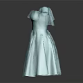 Light Blue Off Shoulder Dress With Frilled Sleeves And Sparkling Flared Skirt